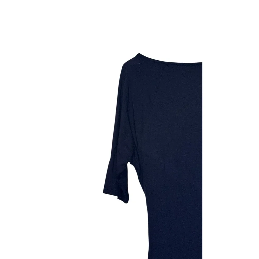 Boden Women's Top Faux Wrap V-Neck 3/4 Sleeve Ruched Stretch Navy Blue Size 6‎